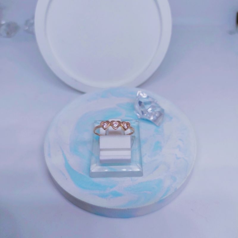 cincin emas model 3 love permata mas kadar 375(8k)