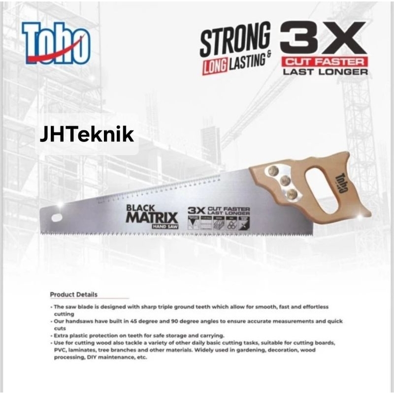 JHTeknik Gergaji Kayu18" TOHO Black MATRIX/Gergaji Potong Kayu 18 Inch TOHO BLACK MATRIX/Gergaji Tan