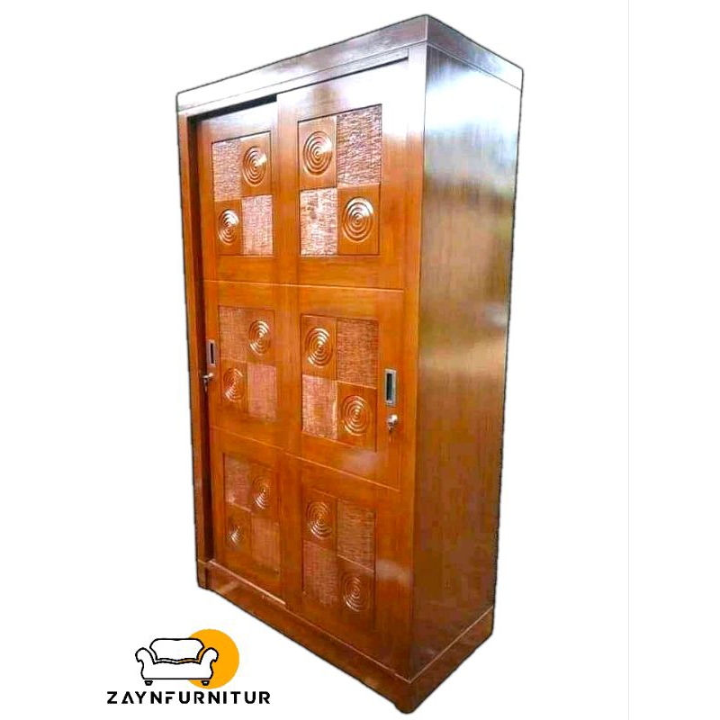 Lemari Sliding Jumbo Minimalis Pintu 2 Kayu Jati Jepara