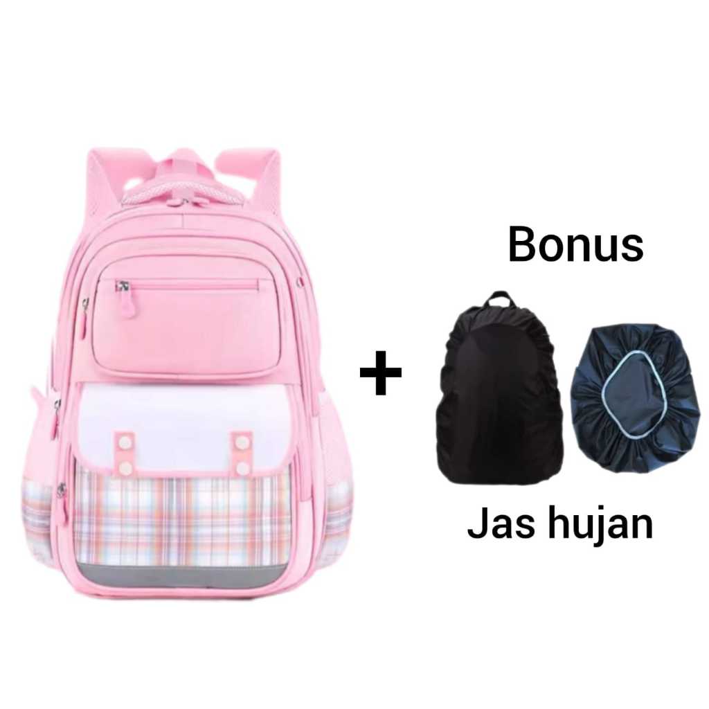 {FREE JAS HUJAN} Tas Ransel Sekolah sd Anak Perempuan Tas Sekolah Anak Anti Air Model Korea Tebal