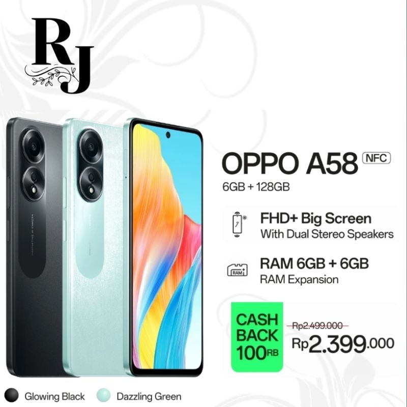 Oppo A58 Ram 8/128GB, NFC Garansi Resmi Oppo Indonesia