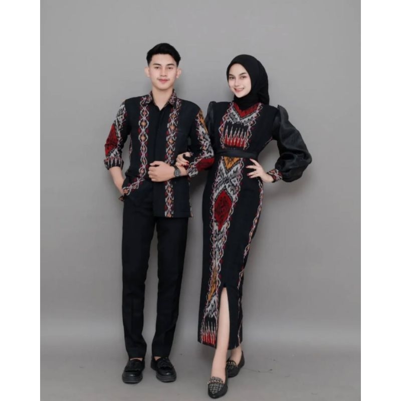 Baju Couple Tenun Set Pakaian Couple Baju Tenun Baju Lebaran Gamis Tenun Kemeja Tenun Gamis Lebaran