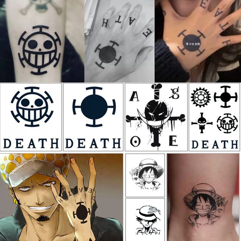 Tatto Temporer One Piece Law Ace Luffy Tatto Temporary Semi Permanent Tahan Lama 3Minggu Anti Air