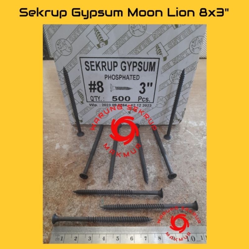 (25 pcs) Skrup Gypsum Lion 8x3 Sekrup Gipsum Moon Lion 7.5CM
