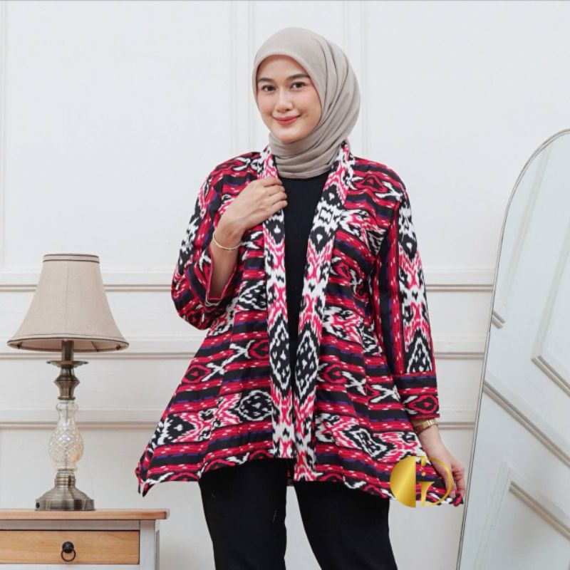 OUTER MOTIF TENUN ATASAN KANTOR WANITA BLAZER TENUN LURIK TENUN SONGKET