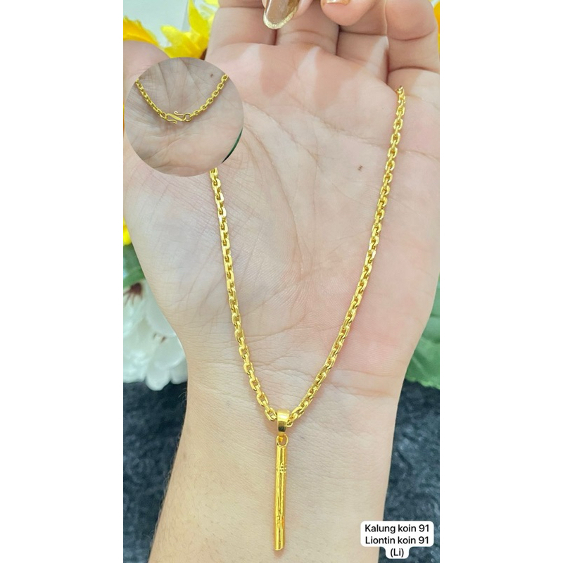 Kalung koin 91+Liontin bambu koin 91