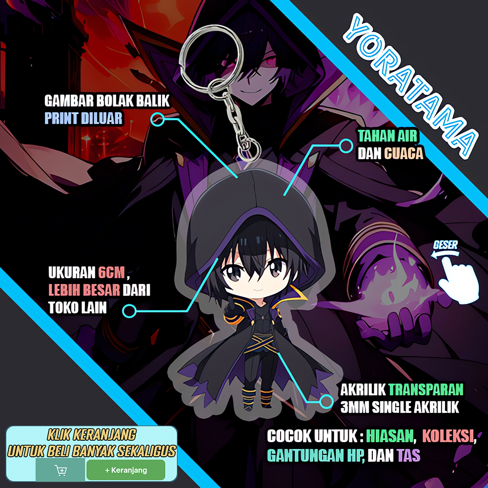 Gantungan Kunci Cid Kagenou Kage no Jitsuryokusha, Keychain Anime Lucu