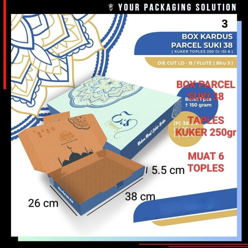 

BOX PARCEL SUKI 38 Uk. 38x26x5.5cm LD (KUKER TOPLES 250gr ISI 6) KOTAK || KARDUS || BOX KUE KERING LEBARAN || IDUL FITRI || Packing.