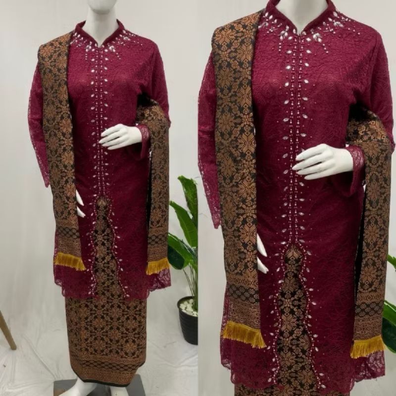 TERLARIS COD ( Free hijab ) Set kebaya brukat lalisa - kebaya modern - kebaya ibu hajat - kebaya