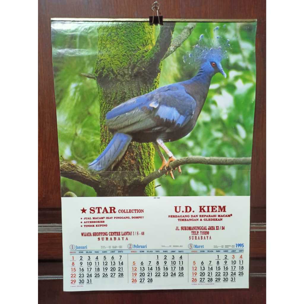 Koleksi Langka Jadul Lawas Kalender tahun 1995 Star Collection UD Kiem Surabaya