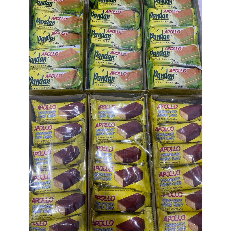 

APOLLO LAYER CAKE / BOLU LAPIS RASA COKLAT DAN PANDAN ISI 24 PCS