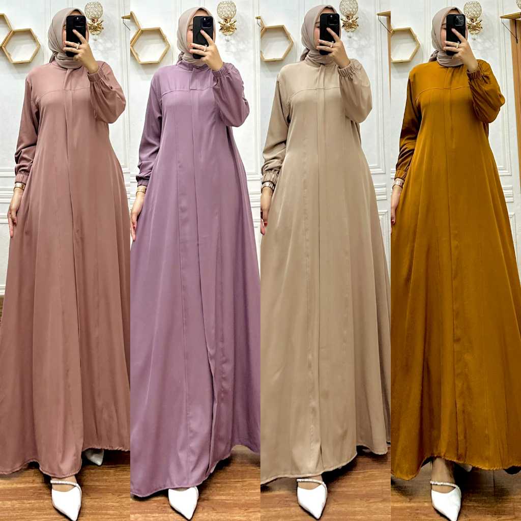 Chandra - Gamis Elsira Shakila Premium Dress Wanita Muslimah Basic Panjang Syari Dewasa Full Katun S