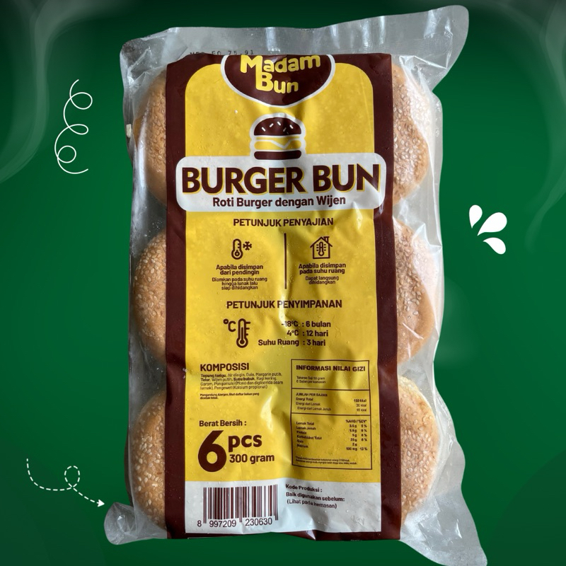 

Madam Bun Roti Burger Wijen isi 6