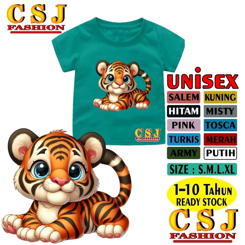 KAOS ANAK MOTIF HARIMAU BAJU KAOS ANAK LAKI LAKI ANAK PEREMPUAN BAJU ATASAN ANAK GAMBAR HARIMAU
