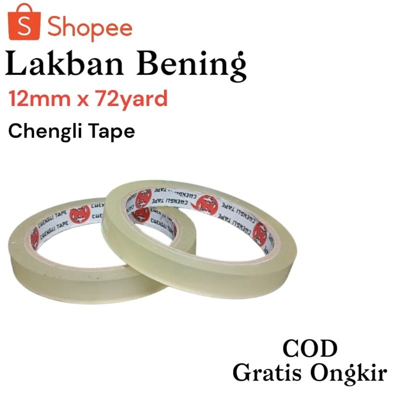 

ISOLASI 1/2 INCH 72 YARD | SOLASI BENING | SOLATIP | LAKBAN BENING 12MM