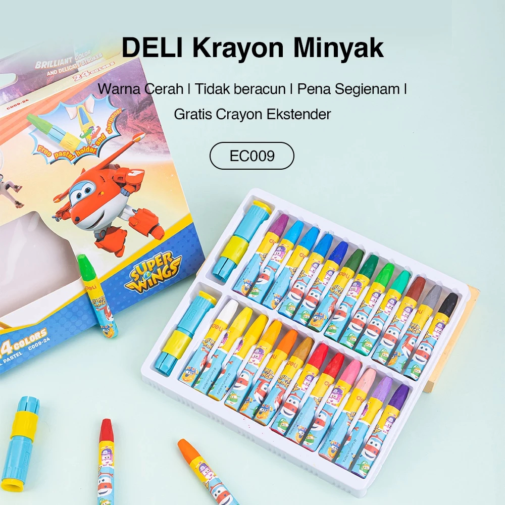 

Oil Pastel / Crayon Minyak Deli C009 Super Wings 12 & 24 Warna dengan Rautan dan Pegangan