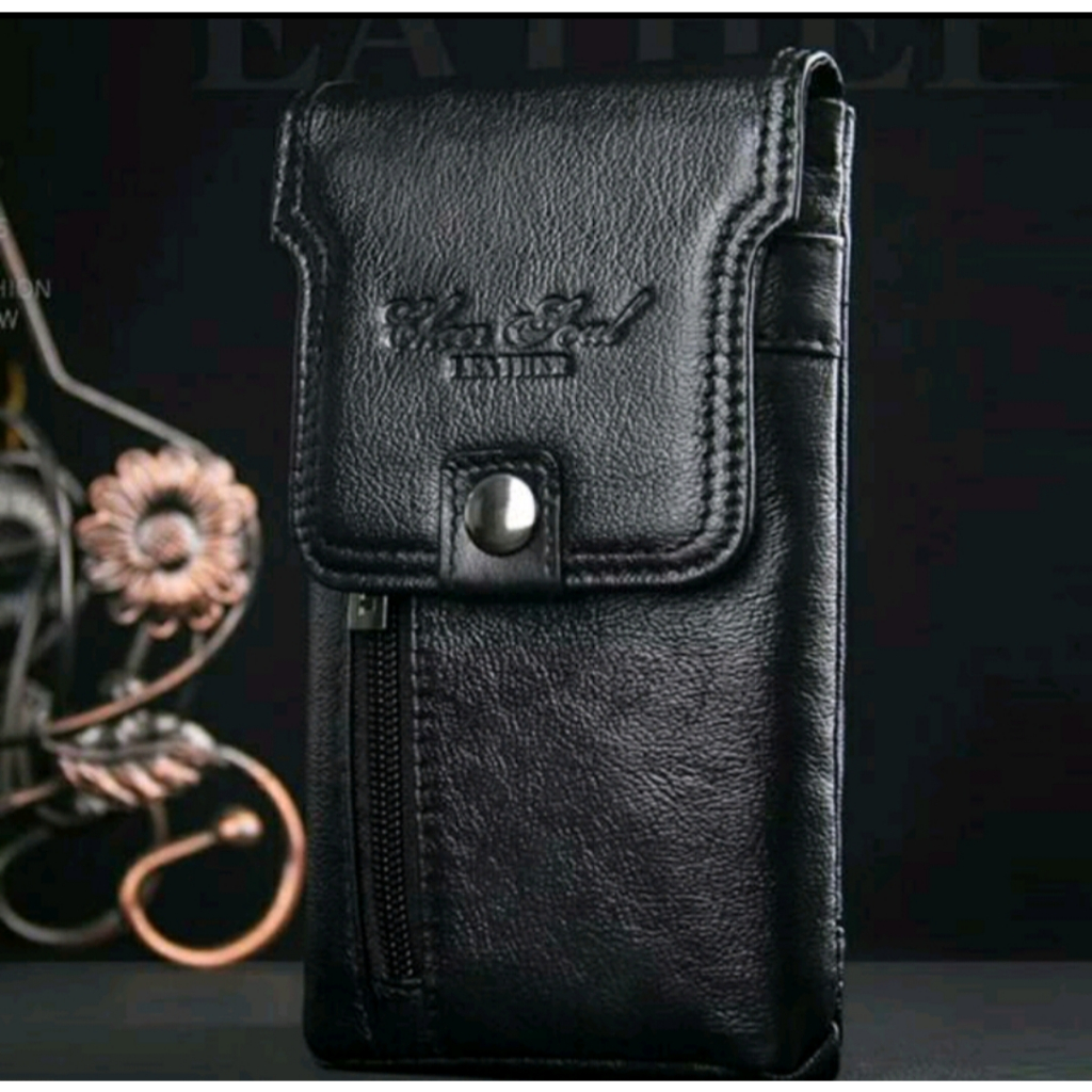 Dompet Kulit Pria - Dompet Hp Pinggang Kulit import 3227 Tinggi 17cm