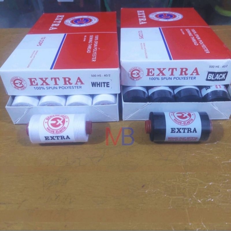 BENANG JAHIT EXTRA 500 YARDS PUTIH DAN HITAM (SATUAN)
