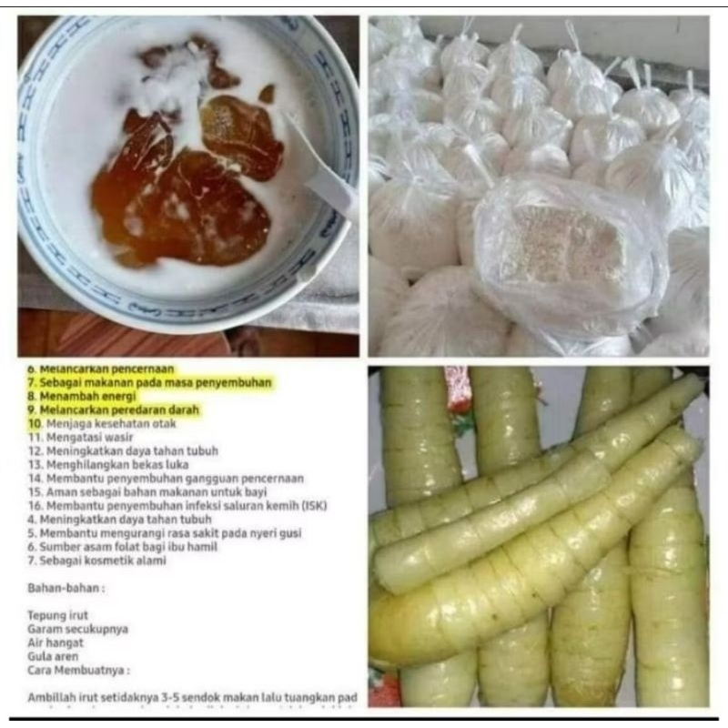 

Tepung irut PREMIUM 1 killo jengkirut arroowot pati garut asli ambil dari petani herbal (Tepung Butiran kasar) untuk penyakit asam lambung ALAMI /Shope Indonesia