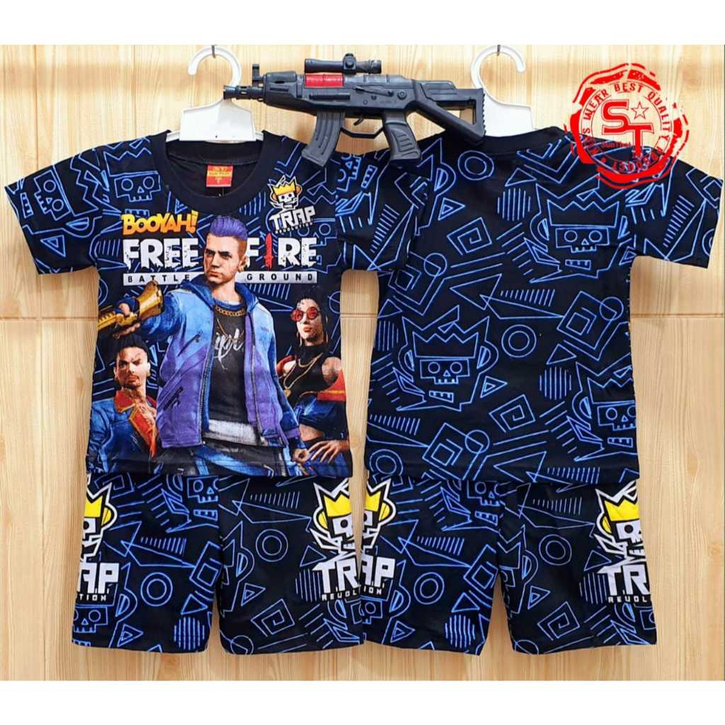 SETELAN BAJU ANAK GAME FREE FIRE LENGAN PENDEK FREE TEMBAKAN MAINAN
