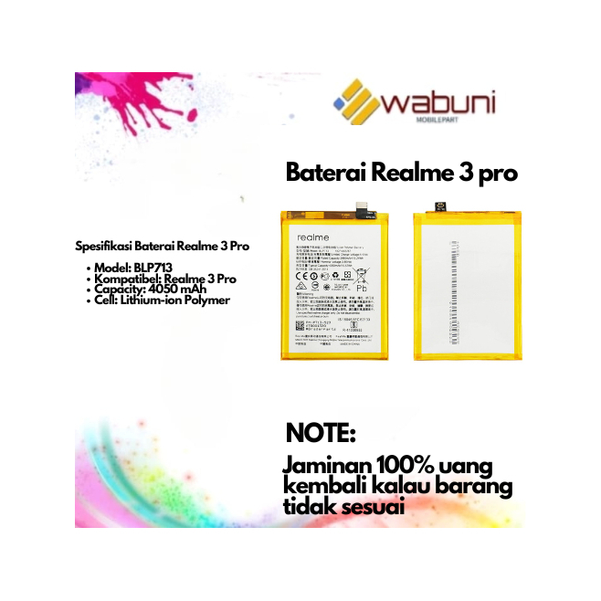 Wabunimobilepart Baterai Realme 3 pro