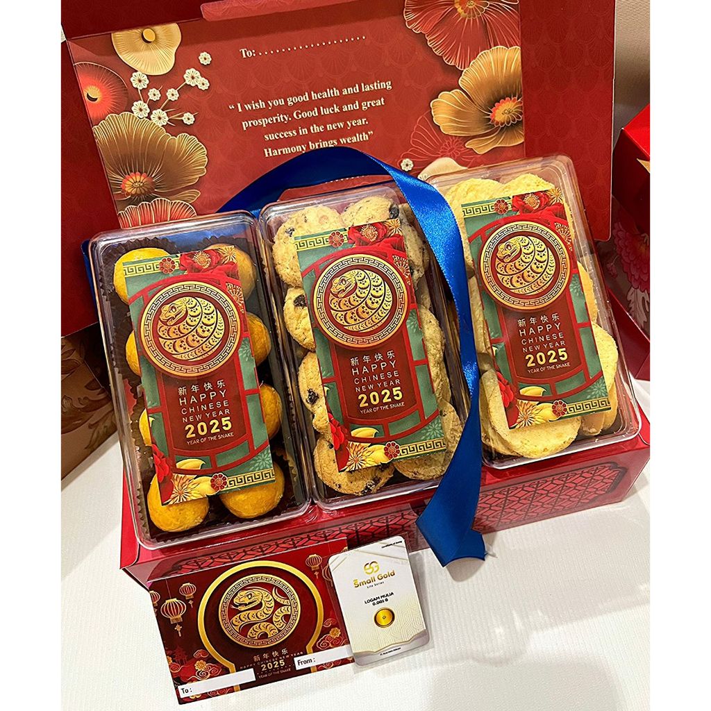 

READY STOCK!! HAMPERS XINGFU SET IMLEK CHINESE NEW YEAR 2025 TAHUN BARU CHINA PREMIUM COOKIES HOMEMADE ENAK MEWAH KUE KERING ENAK