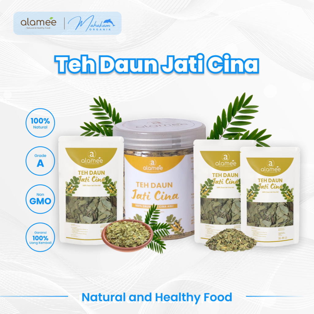 

ALAMEE Teh Daun Jati Cina Senna Leaf Tea Herbal Alami Organik Dried Flower Sena