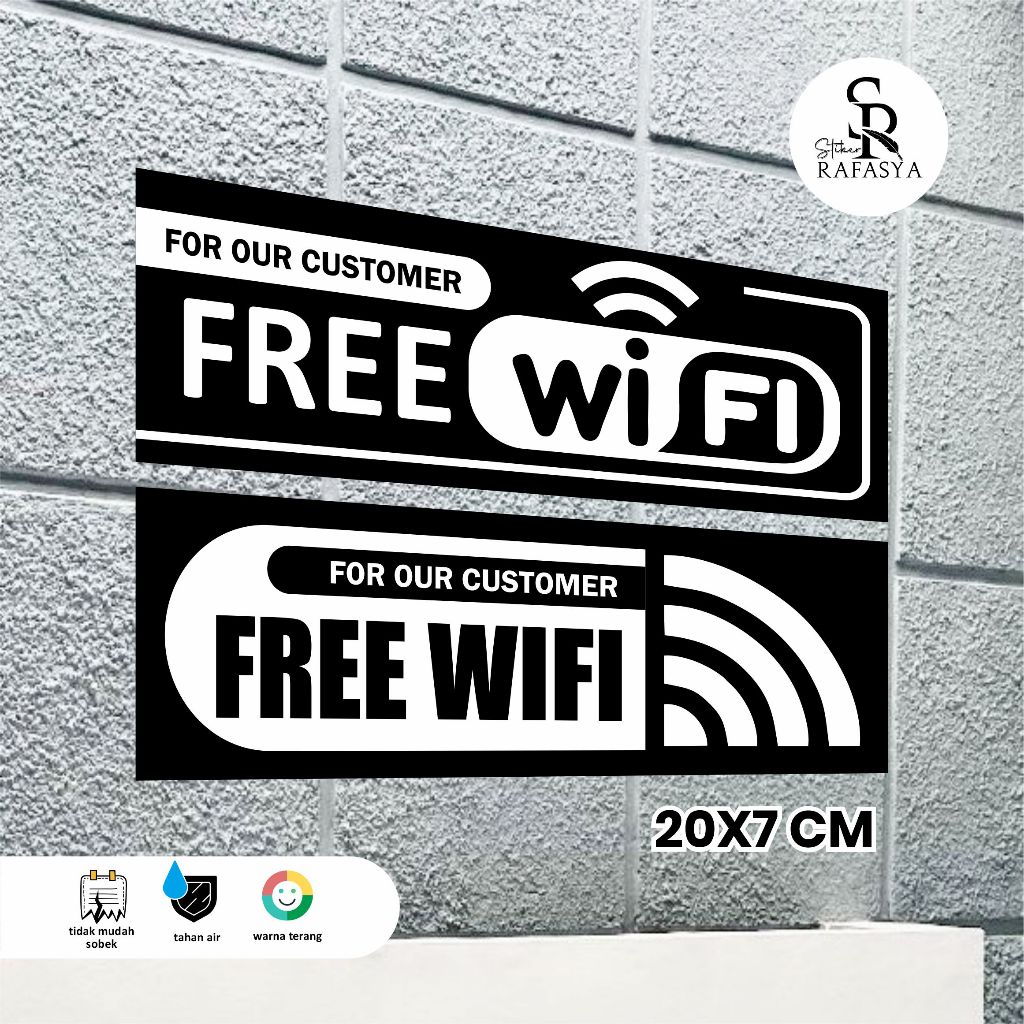 

STIKER FREE WIFI / STIKER WIFI GRATIS Ukuran 20x7cm + Dilaminasi Glosy