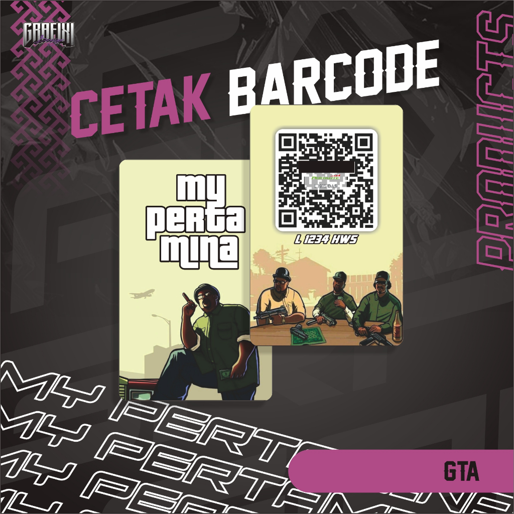

CETAK BARCODE MY PERTAMINA KARTU PVC TEMA GTA CUSTOM 2 SISI