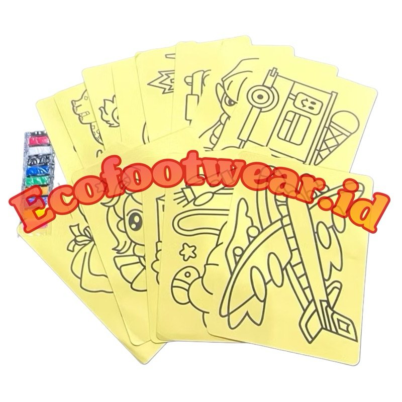 Kertas mewarnai per pcs melukis pasir ukuran besar mainan mewarnai pasir pasiran edukasi anak kertas