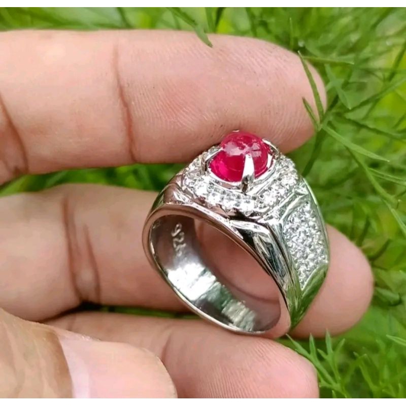 Cincin Batu Merah Delima Lipan Natural