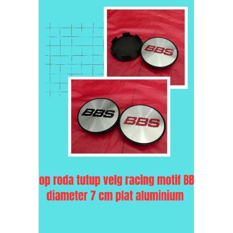 dop roda tutup velg racing motif BBS diameter 7 cm plat