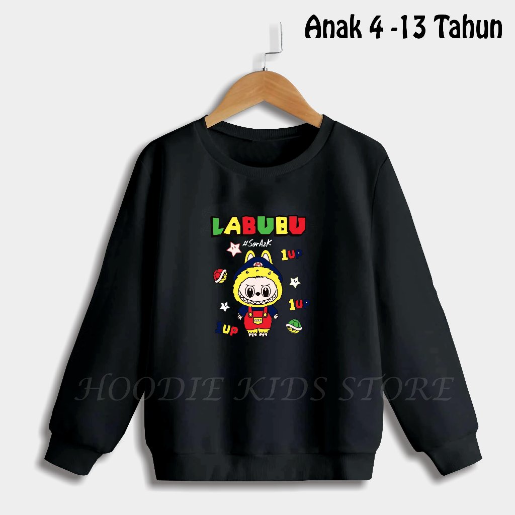 Sweater Polos Anak Laki-laki/Perempuan Usia 4 - 13 Tahun Sweater Crewneck Polos Anak Bahan Tebal