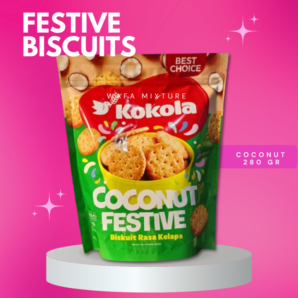 

KOKOLA FESTIVE RASA COCONUT / KELAPA - KEMASAN JUMBO 280g / KUE LEBARAN / MUDIK ASYIK