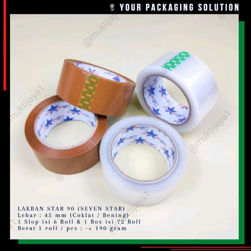 LAKBAN STAR 90 / LAKBAN ISOLASI STAR TAPE / SEVEN STAR
