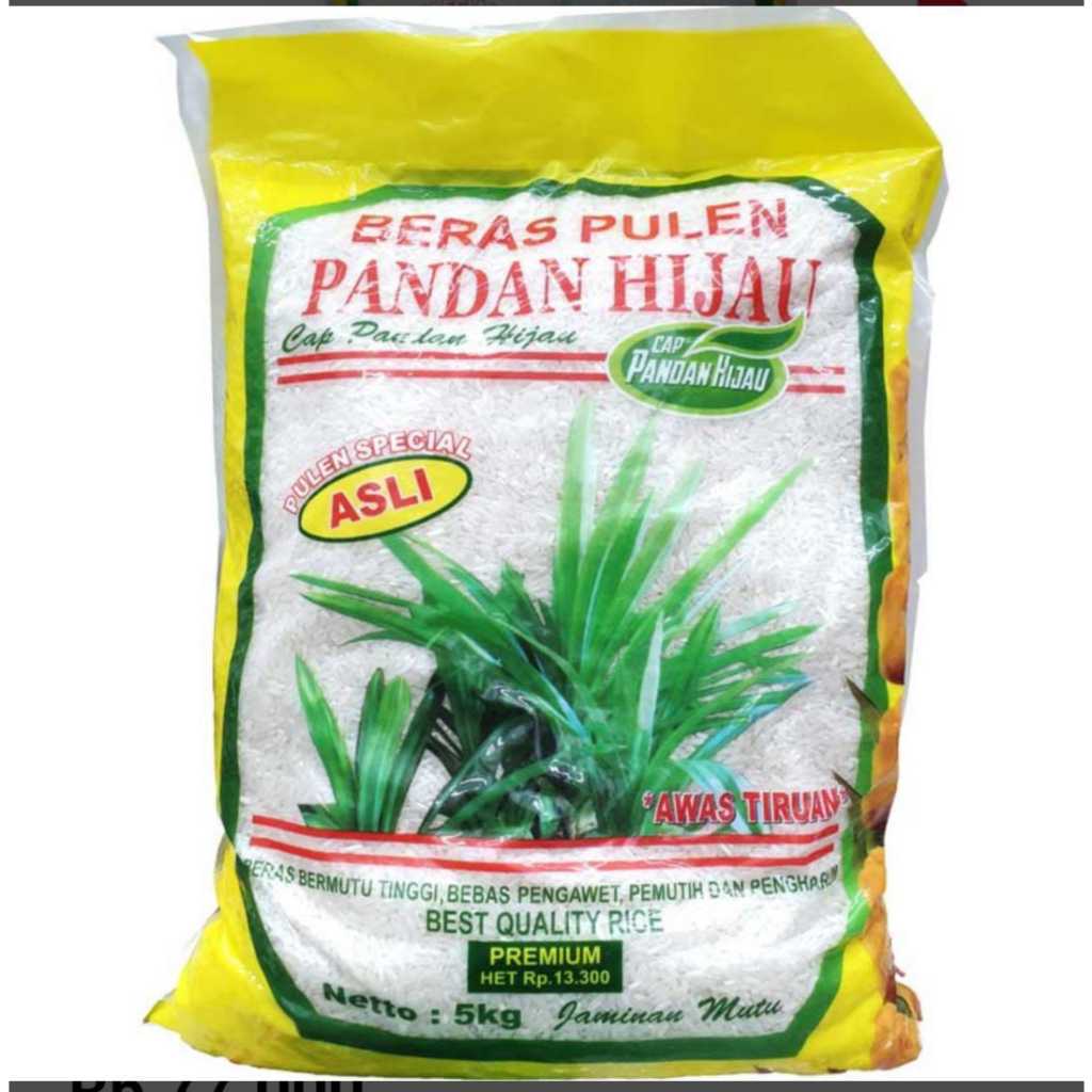 

[ 5 Kilogram ] Beras Pulen Cap Pandan Hijau Pandan Wangi