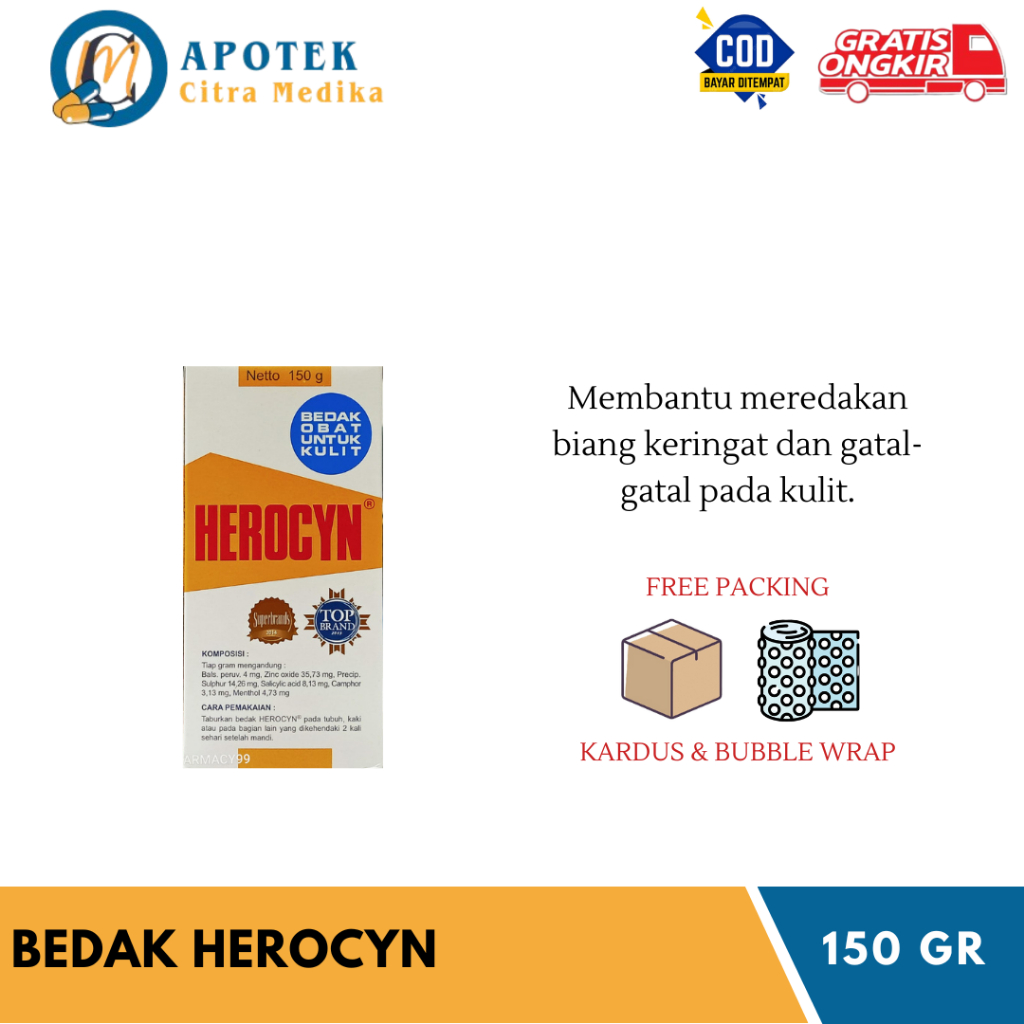 BEDAK (HEROCYN 150GR) - MEREDAKAN GATAL-GATAL, ALERGI DAN BIDURAN