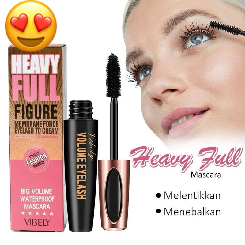 Maskara HEAVY FULL FIGURE  VOLUME EYELASH Anti Air Waterproof Tahan Lama 4D Silk Fiber Eyelash Maska