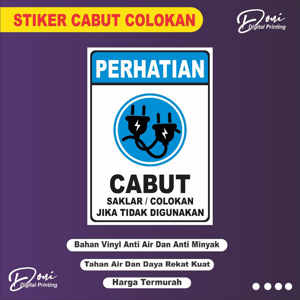 

Stiker Cabut Colokan Listrik / Stiker Lepas Kabel Listrik / Stiker Cabut Saklar Listrik