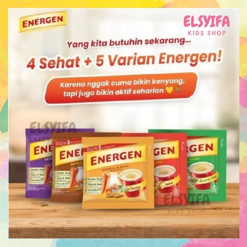 

❣️ELSYIFA❣️ Energen Sereal 1 renceng 10 sachet Vanila / Cokelat / Kacang Hijau / Kurma / Jahe