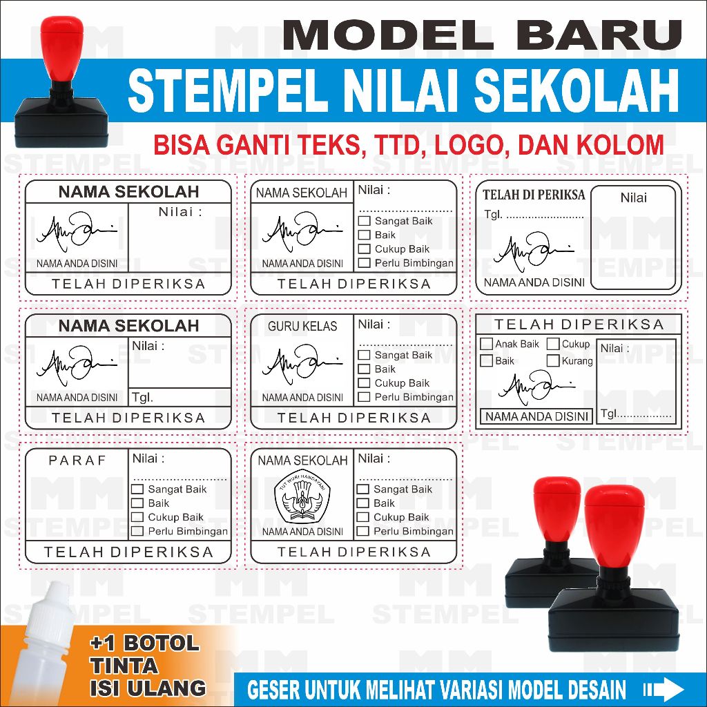 

Stempel Penilaian Guru / Stempel Asesmen Guru Custom + Tinta 1 Botol