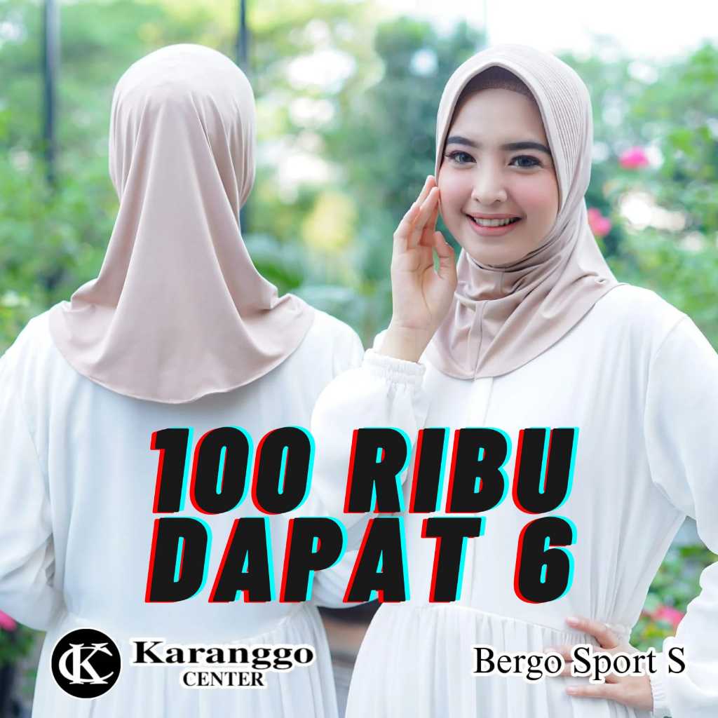 jilbab 100rb dapat 6 pcs Hijab sport KARANGGO size S Kwalitas Premium