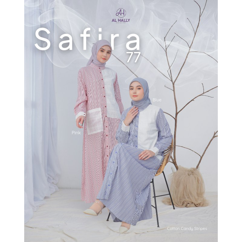 (COD) TERBARU AL HALLY SAFIRA 77 PINK, BLUE GAMIS MODERN - GAMIS JUMBO ORI AL HALLY - Best Seller - 