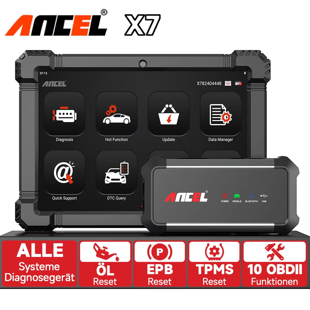 ANCEL X7 OBD2 Pemindai diagnostik tingkat OE otomotif Pengujian seluruh sistem Pengkodean