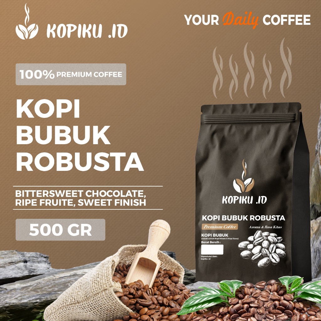 

Kopiku.id - Bubuk kopi Robusta Premium Murah Meriah 500gr