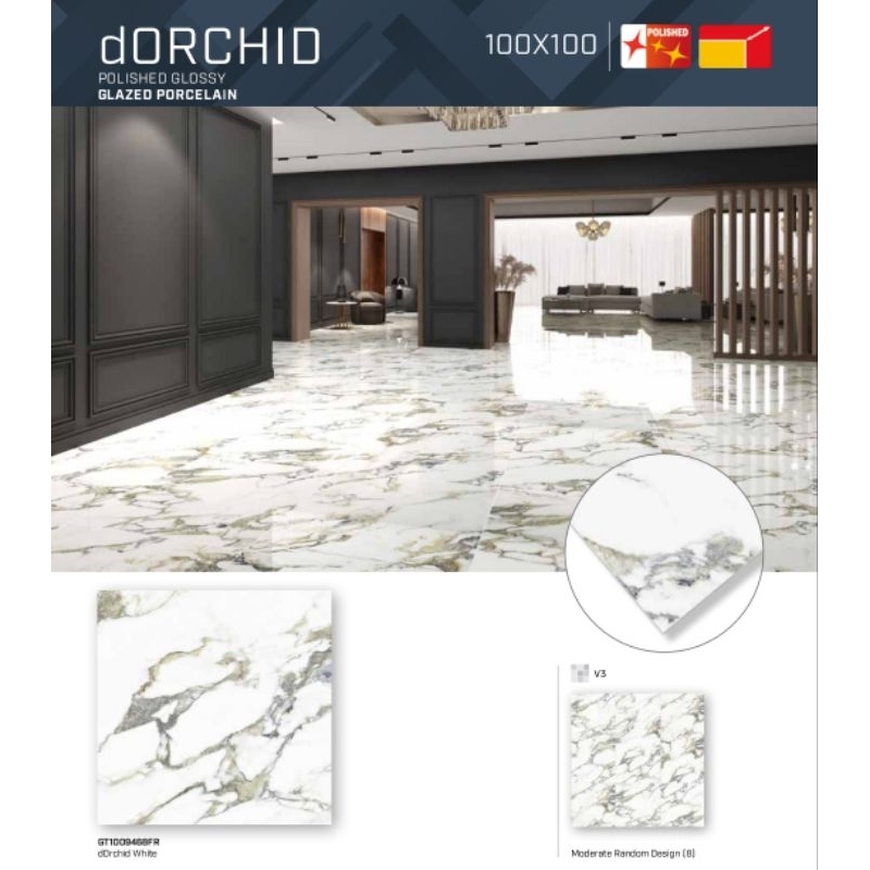 dOrchid White Roman Granit Glossy Ukuran 100x100cm