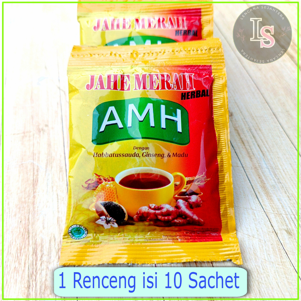 

AMH Jahe Merah Herbal Per Renceng isi 10 Sachet Minuman Herbal Dengan Habbatussauda,Gingseng&Madu