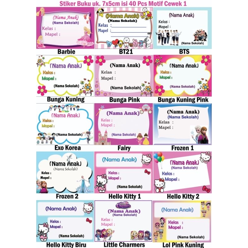 

Stiker Buku Motif Cewek 1/ Label Buku/ Stiker Nama Buku/ Label Nama Buku
