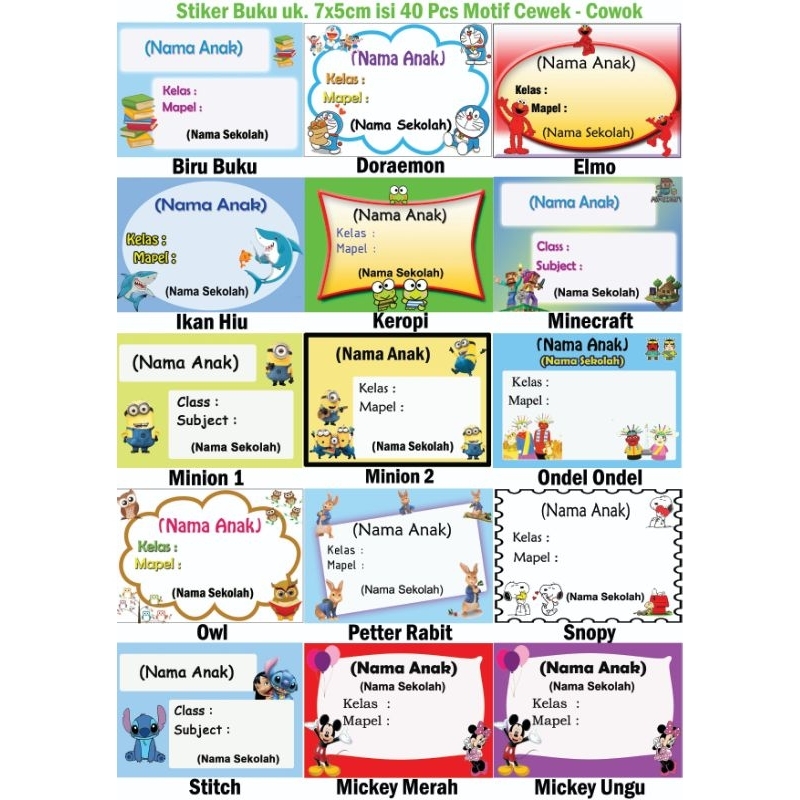 

Stiker Buku Motif Cewek Cowok/ Label Nama Buku/ Stiker Nama Buku