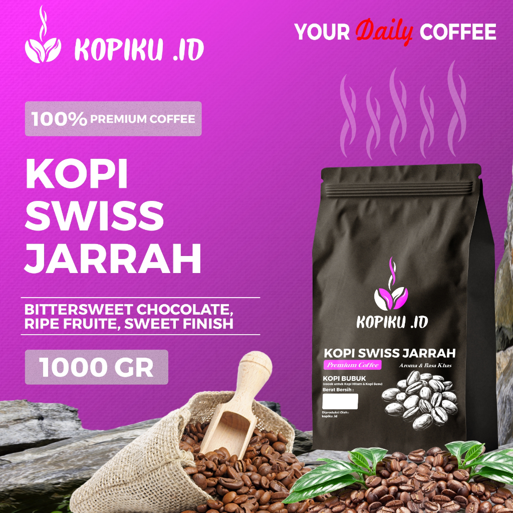 

Kopiku.id - Bubuk kopi Swiss Jarrah Premium Coffee 1000 GR